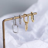 Veile Studios S925 Sterling Silver Geometric Square Paperclip Convertible Link Hoop Earrings