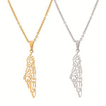 Veile Studios Stainless Steel Israel And Palestine Map Necklace Gender Universal Pendant Necklaces & Pendants