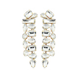 Veile Studios Water Drop Shape Colourful Glass Rhinestone Long Tassel For Women And Girls Earrings