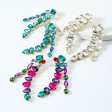 Veile Studios Water Drop Shape Colourful Glass Rhinestone Long Tassel For Women And Girls Earrings