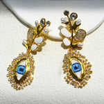 Earrings Veile Studios Diamond Leaf And Pearl Dangle With Eye Design For Women