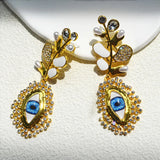 Earrings Veile Studios Diamond Leaf And Pearl Dangle With Eye Design For Women