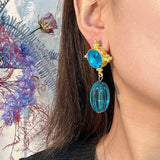 Earrings Veile Studios Middle Aged Style Blue Crystal Pendant Women's Artistic Retro
