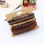 Bracelets Veile Studios European And American Minimalist Retro Set Bracelet Diy Woven Cowhide