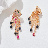 Veile Studios Leopard Heavy Industry Gold Plated With Zircon For Women Earrings