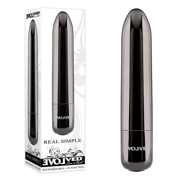 Evolved Real Simple Black Chrome 10 Cm Usb Rechargeable Bullet Bullets