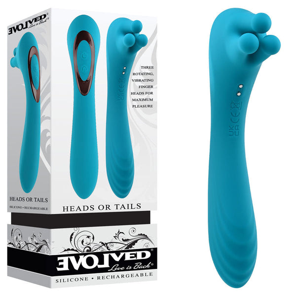 Evolved Heads Or Tails Blue 19.3 Cm Usb Rechargeable Dual Ended Massager Massagers & Wands