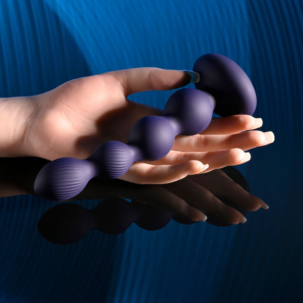 Evolved Pleasure Orbit Navy Blue 17.8 Cm Usb Rechargeable Twirling & Vibrating Anal Beads With Remote Vibrating Butt Plugs