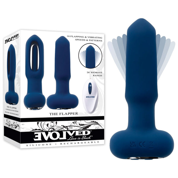 Evolved The Flapper Blue 14 Cm Usb Rechargeable Vibrating And Flapping Butt Plug With Remote Vibrating Butt Plugs
