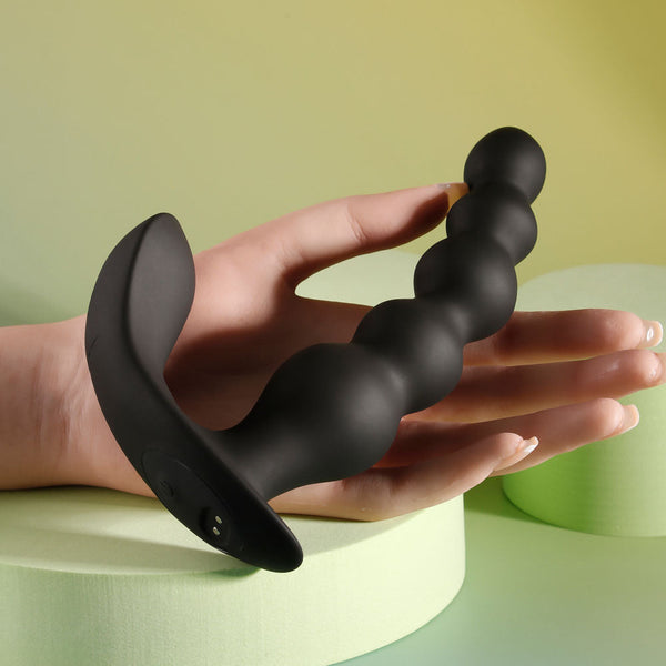 Evolved Bead Me Up Black 16.8 Cm Usb Rechargeable Vibrating Anal Beads With Wireless Remote Vibrating Butt Plugs