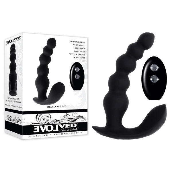Evolved Bead Me Up Black 16.8 Cm Usb Rechargeable Vibrating Anal Beads With Wireless Remote Vibrating Butt Plugs