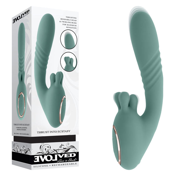 Evolved Thrust Into Ecstasy Green 21 Cm Usb Rechargeable Thrusting & Rotating  Wireless s
