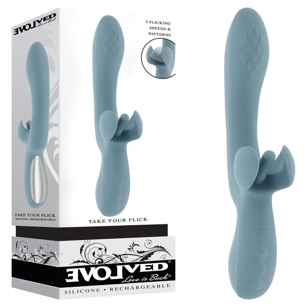 Evolved Take Your Flick Grey 24.1 Cm Usb Rechargeable  With Flicking Clitoral Stimulator G Spot s