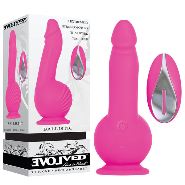 Evolved Ballistic Pink 19 Cm Usb Rechargeable Vibrating Dong With Balls Motor & Remote G Spot s