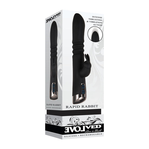 Evolved Rapid Rabbit Black 25.4 Cm Usb Rechargeable Thrusting  Rabbit s