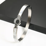 Veile Studios White Shell Roman Numeral Bangles And Bracelet With Natural Zircon Material Bracelets