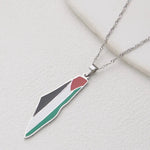 Veile Studios Titanium Steel Stainless Drip Glue Middle East Israel Palestine Map Pendant Necklace Necklaces & Pendants