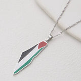 Veile Studios Titanium Steel Stainless Drip Glue Middle East Israel Palestine Map Pendant Necklace Necklaces & Pendants