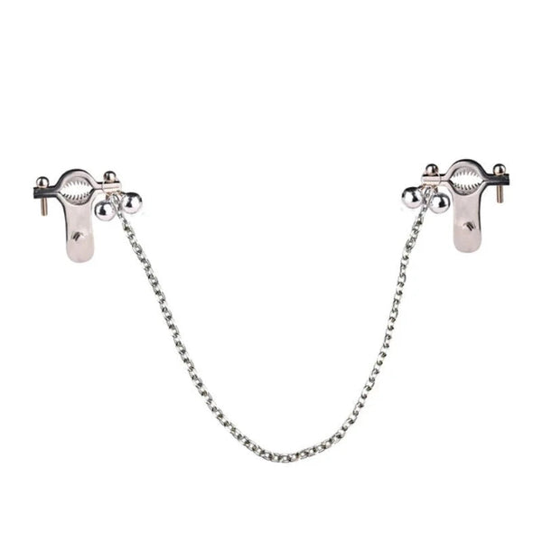 Faak Breast Clip Leather Belt  Stainless Steel Nipple Clamp With Chains Nipple & Clitoral Toys