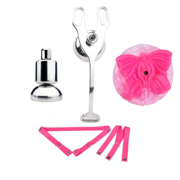 Strap Ons Stainless Steel Chastity Cages Inward Pressure  Lock Silicone Clit  Toy Strap Ons