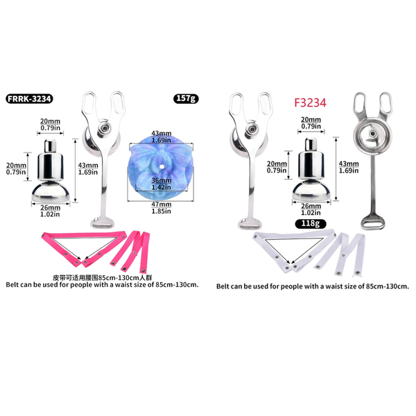 Strap Ons Stainless Steel Chastity Cages Inward Pressure  Lock Silicone Clit  Toy Strap Ons