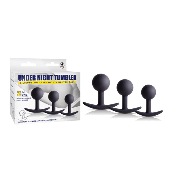 Under Night Tumbler Black Butt Plugs With Weighted Balls Set Of 3 Sizes Anal Balls & Beads