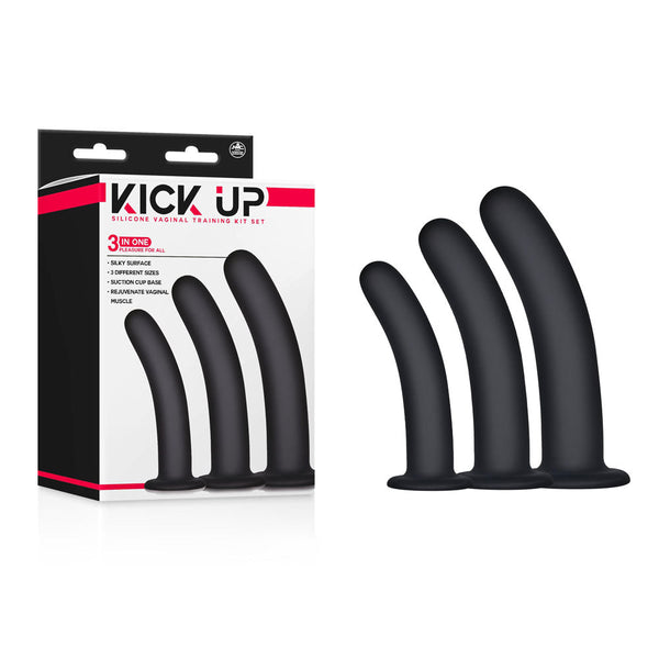 Kick Up Silicone Vaginal Training Kit Black Dilators Set Of 3 Sizes Kegel Exercisers