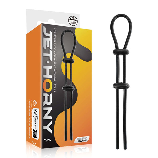 Jet Horny Black Adjustable  & Ball Lasso Ring  Rings