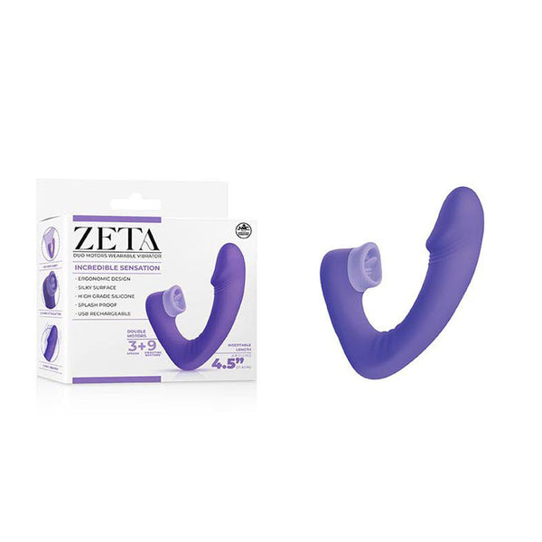 Zeta Duo Motor Wearable  Purple 11.4 Cm Usb Rechargeable With Flicking Clitoral Stimulator Vibrating Panties