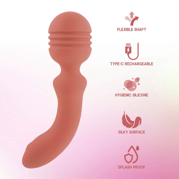 Orange Usb Rechargeable Massage Wand 16.5 Cm Silicone Vibrating Massager Massagers & Wands