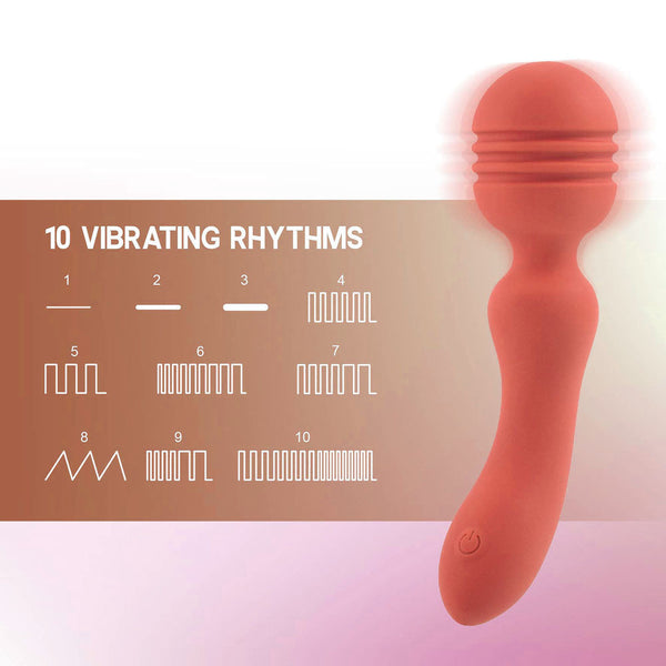Orange Usb Rechargeable Massage Wand 16.5 Cm Silicone Vibrating Massager Massagers & Wands