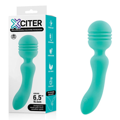 Xciter Teal Usb Rechargeable Massage Wand 16.5 Cm Massagers & Wands