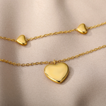 Veile Studios Fashion Jewelry Multilayer Heart Pendant Necklaces Stainless Steel Chain Choker Necklaces & Pendants