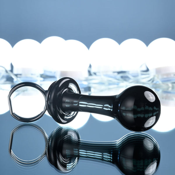 Gender X Blow Pop Black 12.8 Cm Glass Plug With Ring Pull Massagers & Wands