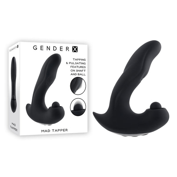 Gender X Mad Tapper Black Usb Rechargeable Double Tapping Vibrating Massager Vibrating Butt Plugs