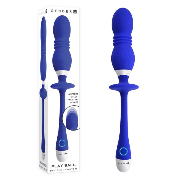 Gender X Play Ball Blue 25 Cm Usb Rechargeable Thrusting & Vibrating Orbs Wireless s