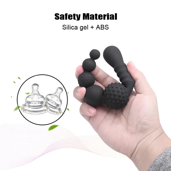 Black Flexible Dildo Silicone Butt Plug Anal Beads Double Ended Anal Balls & Beads