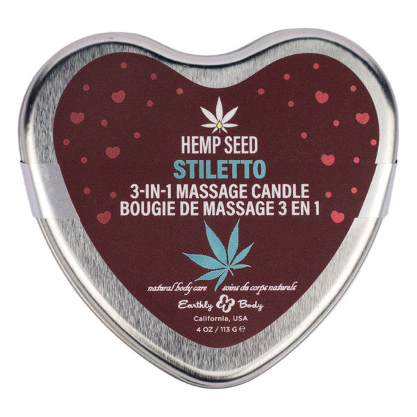 Eb Hemp Seed 3 In 1 Massage Heart Candle Stiletto (Flowering Sage Wildflower Honey Creamy Sandalwood) 113 G Sensation Play