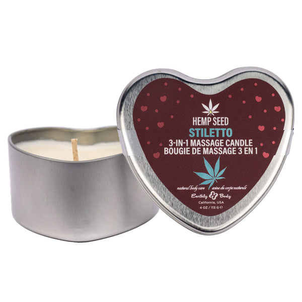 Eb Hemp Seed 3 In 1 Massage Heart Candle Stiletto (Flowering Sage Wildflower Honey Creamy Sandalwood) 113 G Sensation Play