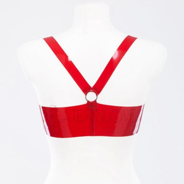 Lingerie Women's Red Latex Bra Underwear With Metallic Rings Bras & Bra Sets