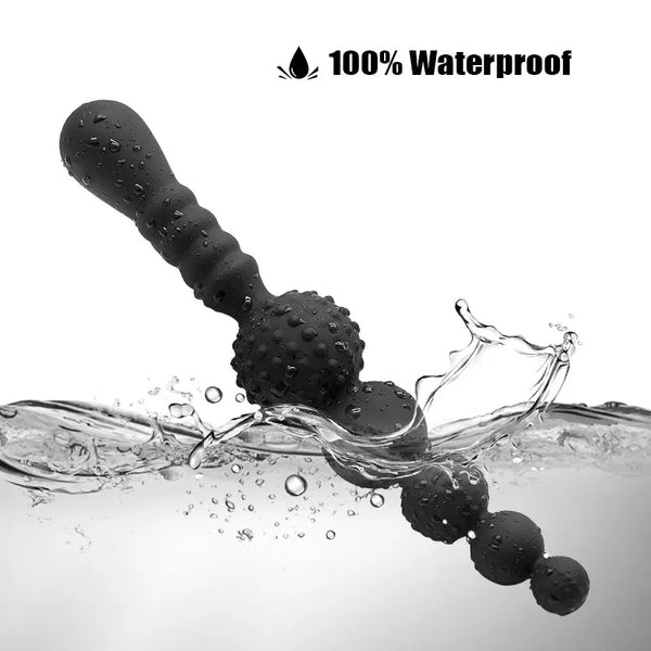 Black Flexible Dildo Silicone Butt Plug Anal Beads Double Ended Anal Balls & Beads