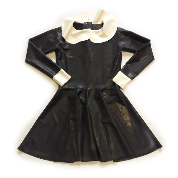 Maid Latex Gummi Round Collar Dress Back Zip Rubber Plus Size Custom Made Costumes Women's Costumes