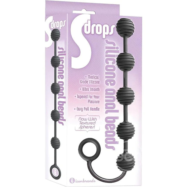 S Drops Silicone Anal Beads Black Anal Balls & Beads