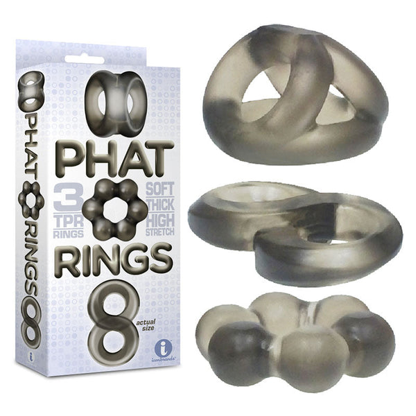 The 9'S Phat Rings Smoke  Set Of 3  Rings