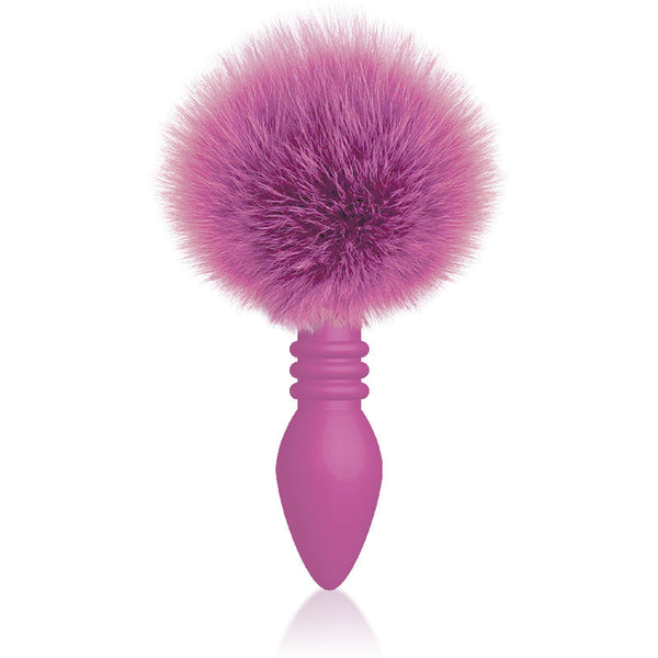 The 9'S Cottontails Ribbed Pink Butt Plug With Bunny Tail Non Vibrating Butt Plugs