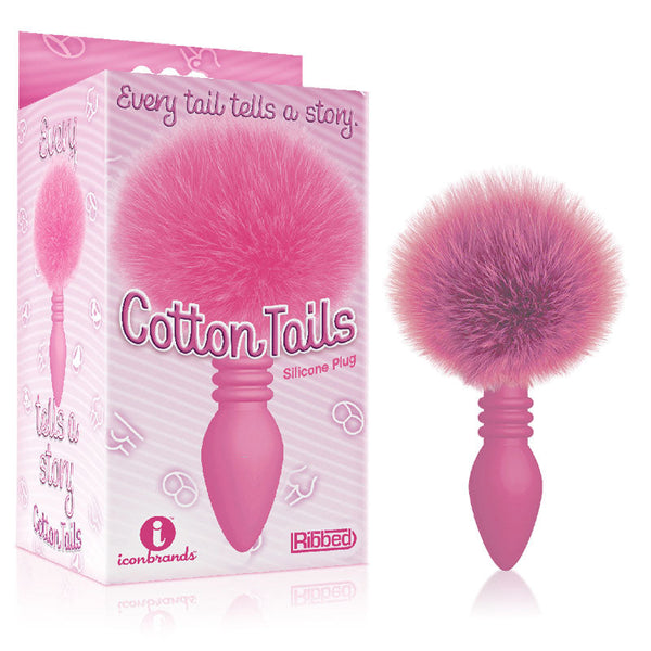 The 9'S Cottontails Ribbed Pink Butt Plug With Bunny Tail Non Vibrating Butt Plugs