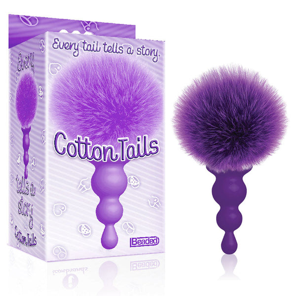 The 9'S Cottontails Beaded Purple Butt Plug With Bunny Tail Non Vibrating Butt Plugs