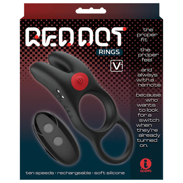 Red Dot Rings V1 Black Usb Rechargeable Vibrating  With Remote  Rings