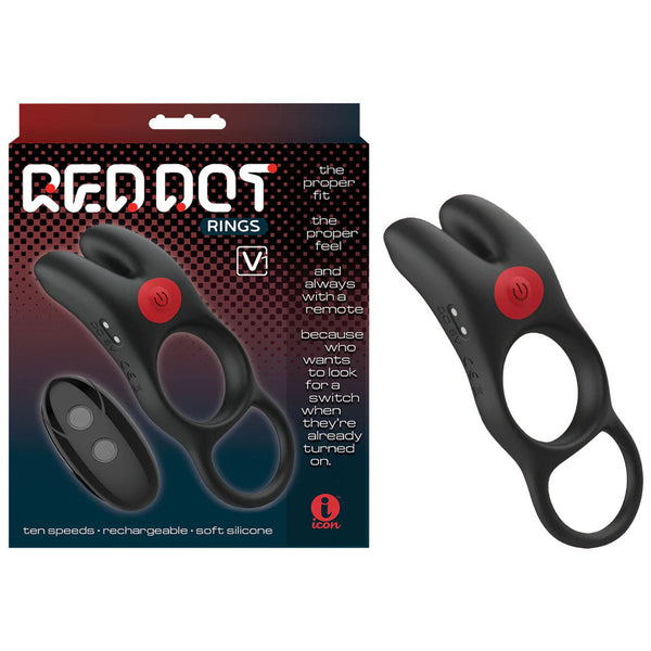 Red Dot Rings V1 Black Usb Rechargeable Vibrating  With Remote  Rings