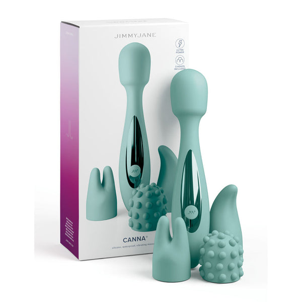 Jimmyjane Canna Teal 21.8 Cm Massage Wand With 3 Interchangeable Heads Massagers & Wands